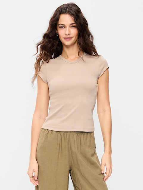 Snug V-Neck Crop T-Shirt