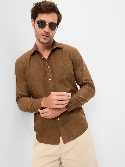 Image number 3 showing, Classic Fit Linen-Blend Shirt