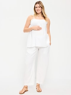 Maternity Rollover-Waist Barrel Leg Ankle Pants