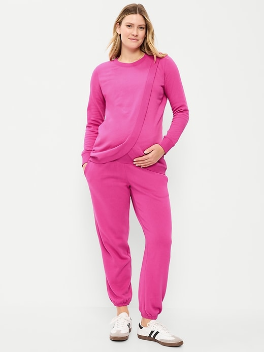 Image number 1 showing, Maternity Rollover-Waist Fleece Jogger