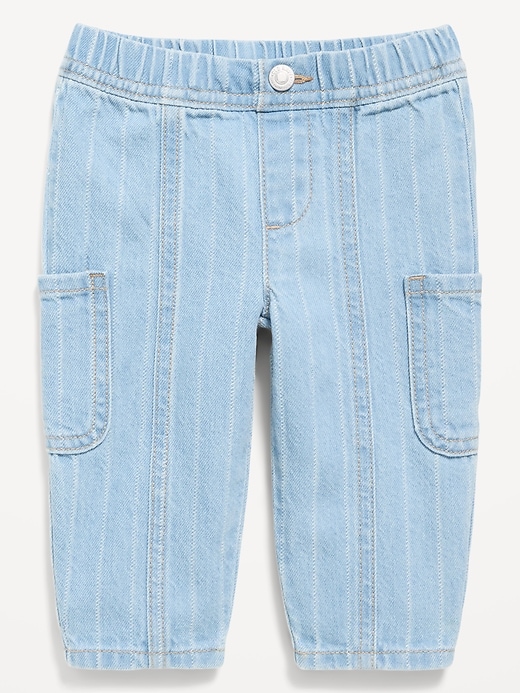 Image number 1 showing, Baggy Barrel-Leg Striped Cargo Jeans for Baby