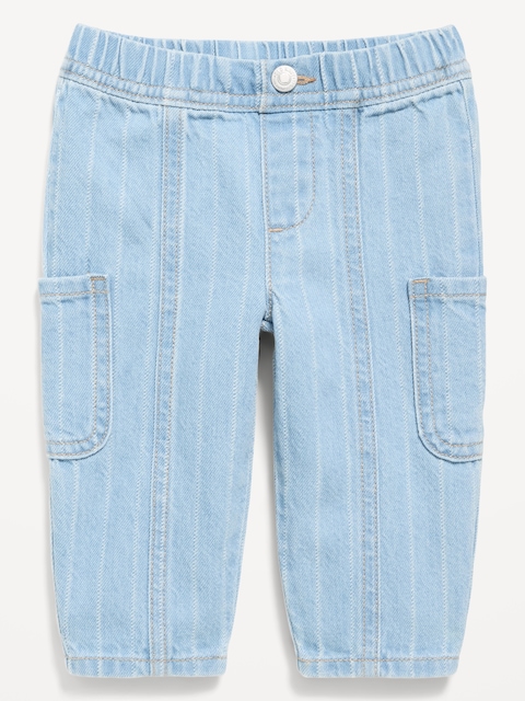 Baggy Barrel-Leg Striped Cargo Jeans for Baby
