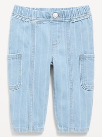 Image number 1 showing, Baggy Barrel-Leg Striped Cargo Jeans for Baby