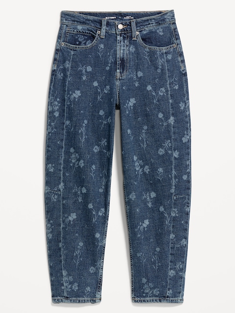 High-Waisted Barrel Ankle Jeans