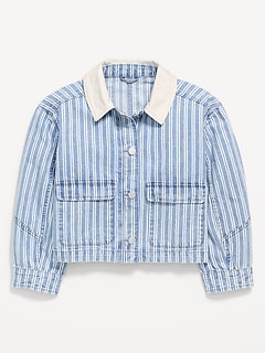 Cropped Utility Jean Barn Jacket for Girls