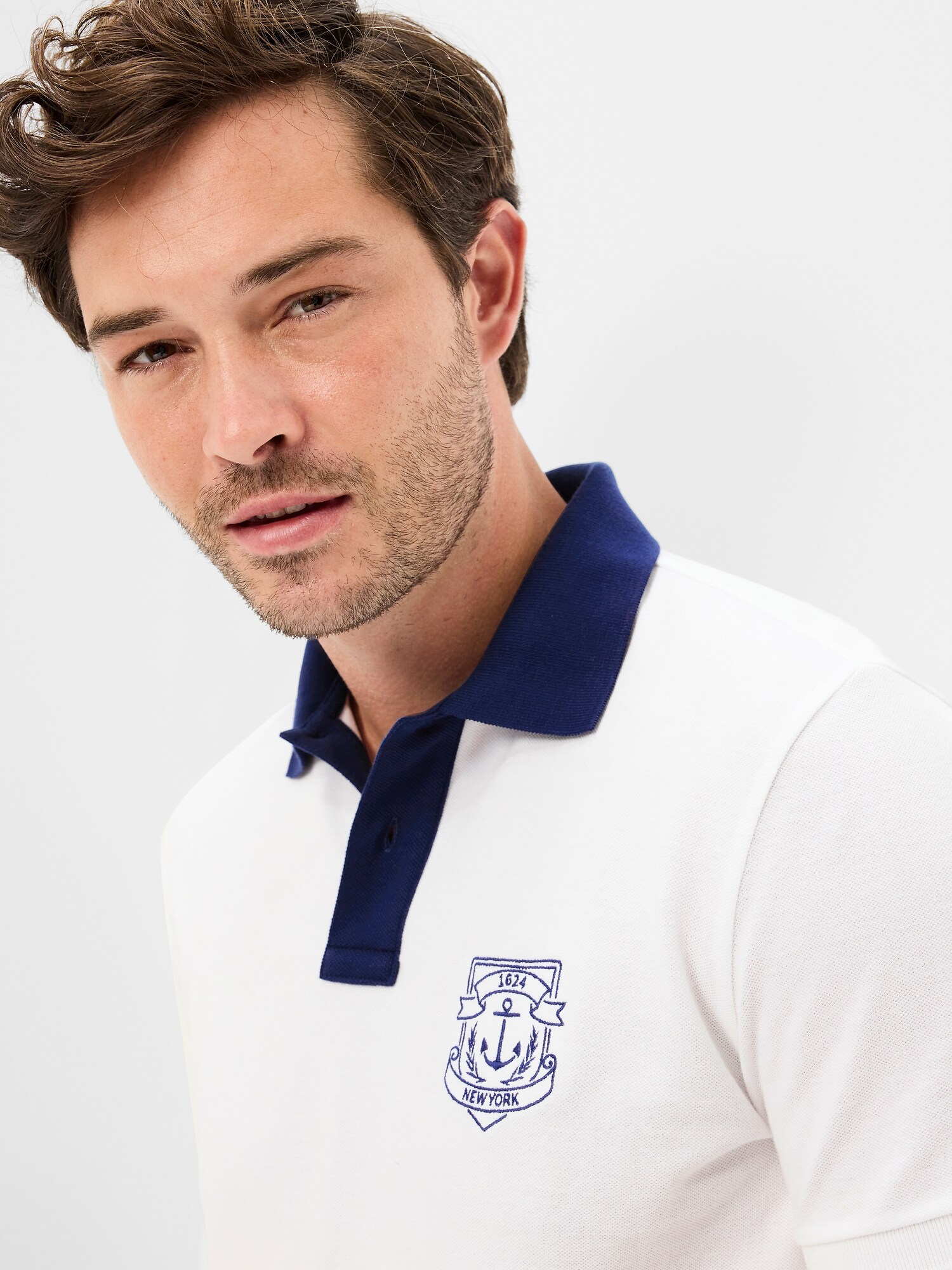 Мужское поло Old Navy Classic Fit Pique Graphic Polo, цвет: Calla Lilies — фото 3
