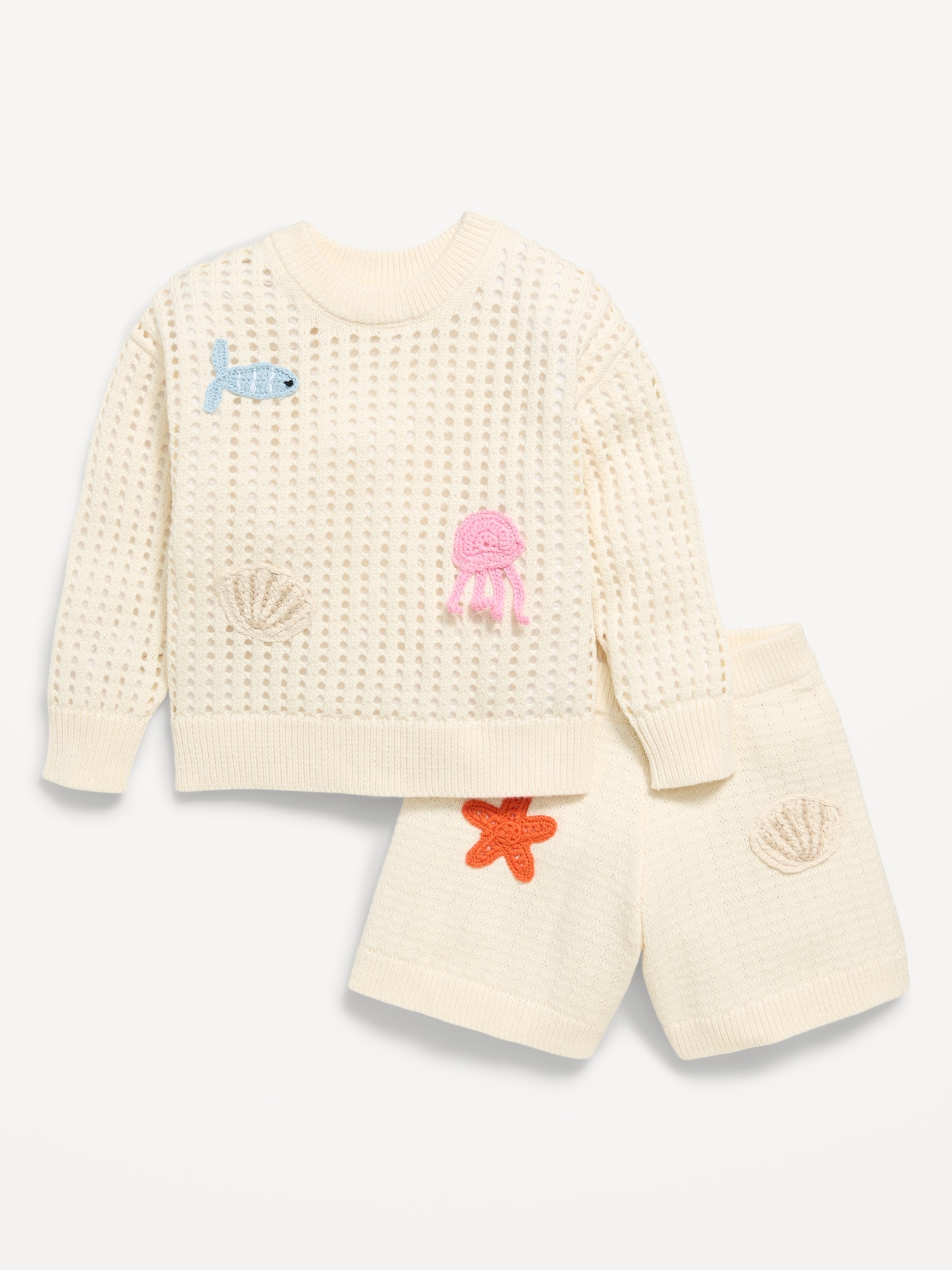 Boxy-Fit Sweater and Shorts Set for Toddler Girls