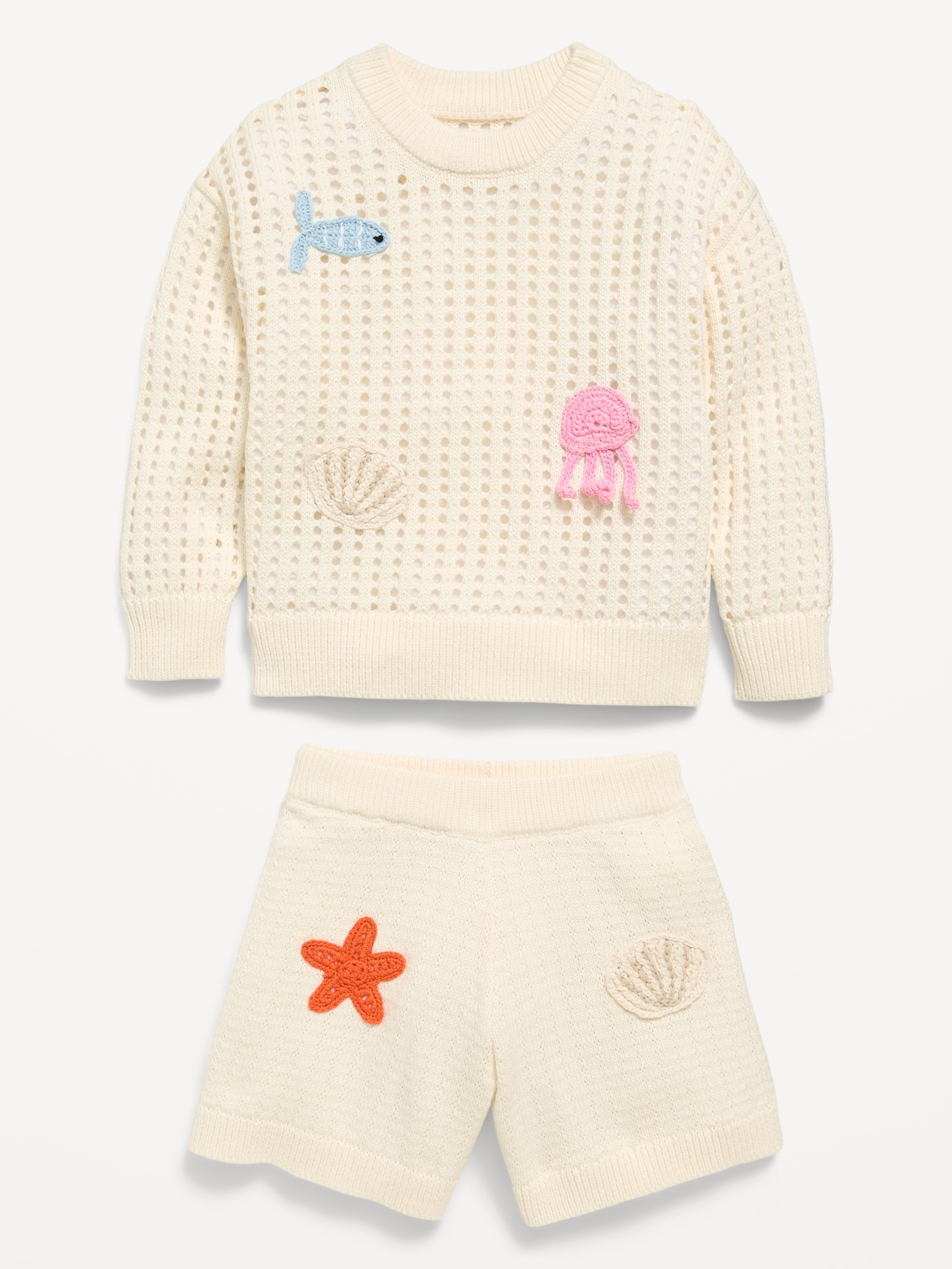 Boxy-Fit Sweater and Shorts Set for Toddler Girls