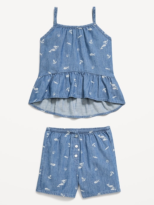 Image number 4 showing, Printed Sleeveless Chambray Top and Shorts Set for Toddler Girls