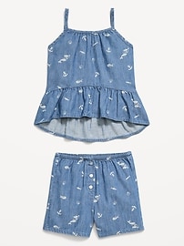 Image number 4 showing, Printed Sleeveless Chambray Top and Shorts Set for Toddler Girls