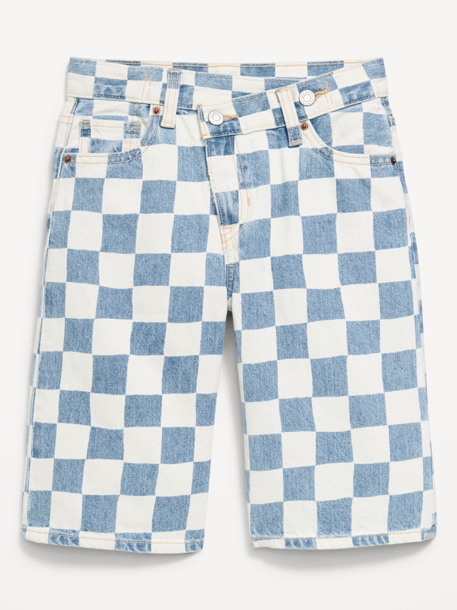 Printed Baggy Crossover Jean Shorts for Girls