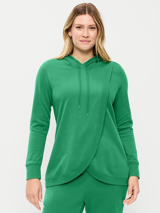 Image number 1 showing, Maternity Cross-Front Nursing Pullover Hoodie