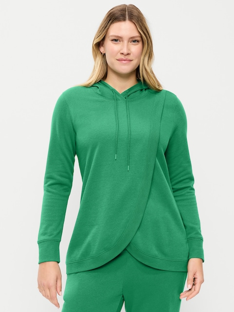 Maternity Cross-Front Nursing Pullover Hoodie