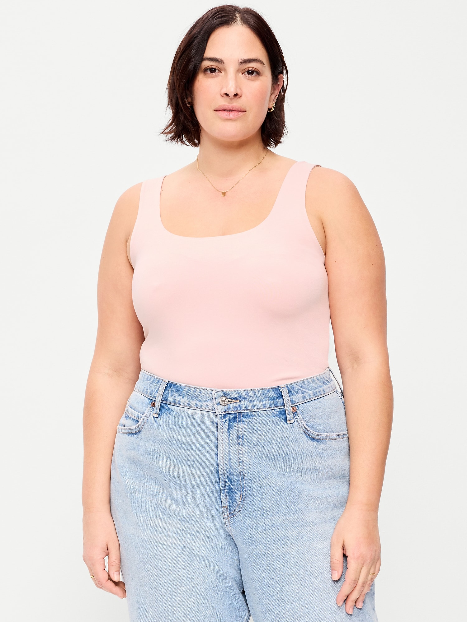 Hug Double-Layer Scoop-Neck Tank Top