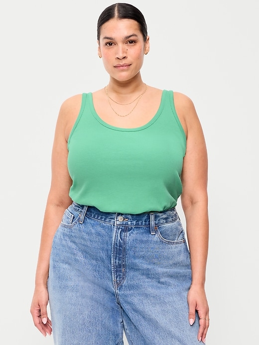 Image number 7 showing, First-Layer Ribbed Scoop-Neck Tank Top