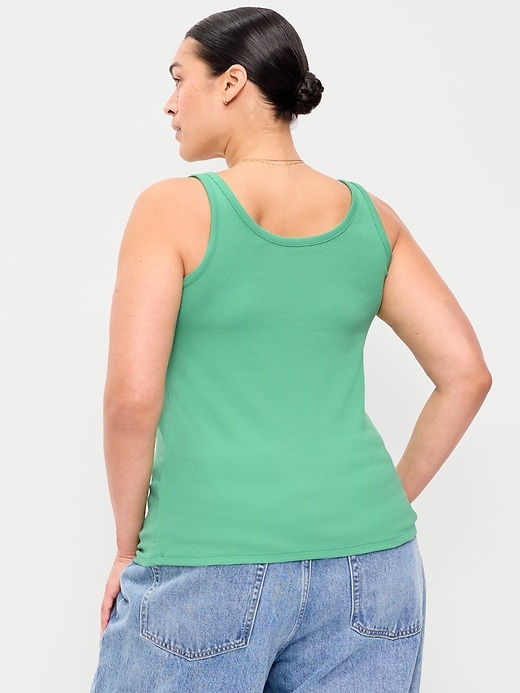 Image number 8 showing, First-Layer Ribbed Scoop-Neck Tank Top