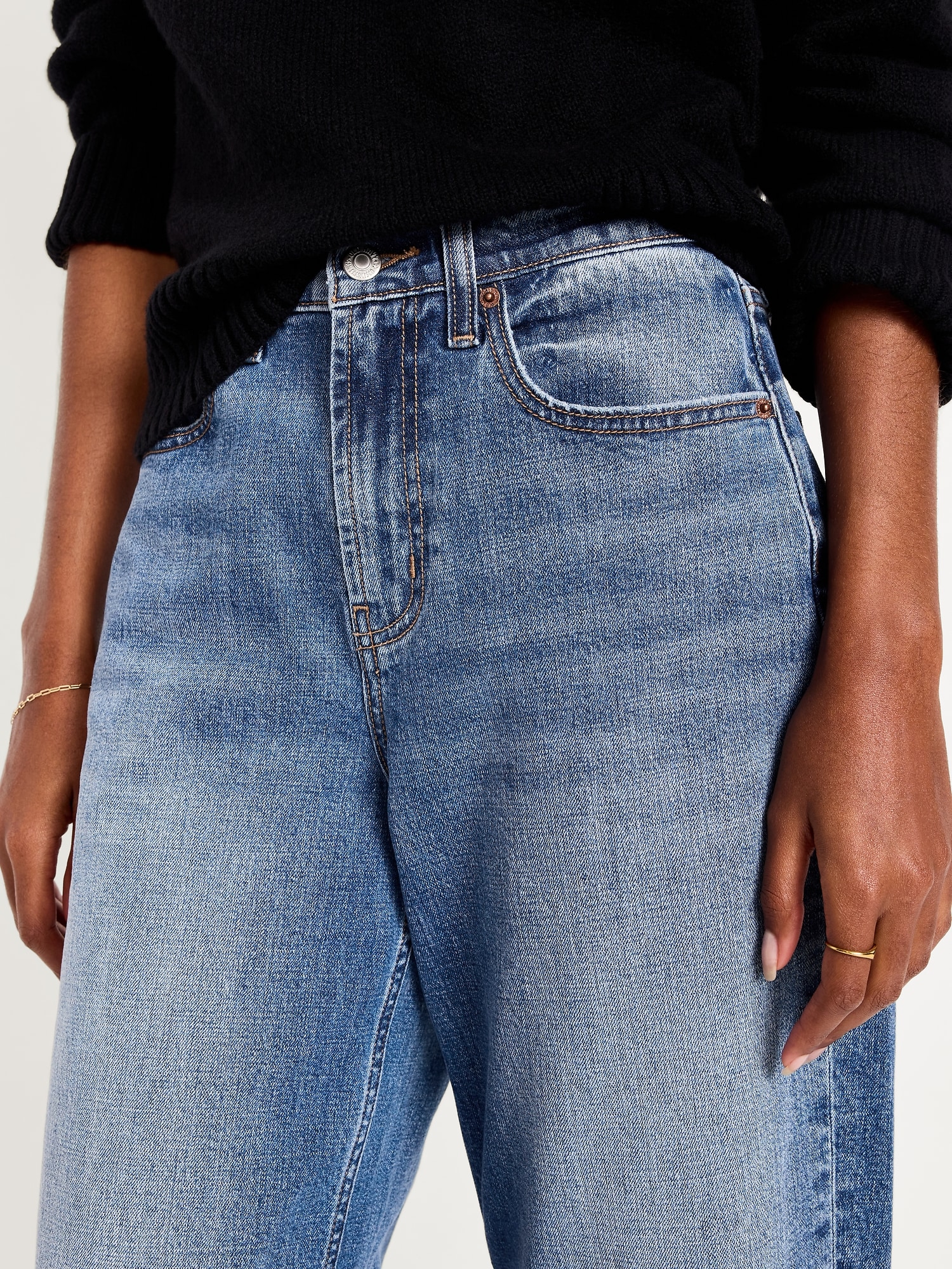 High-Waisted Barrel Full Length Jeans