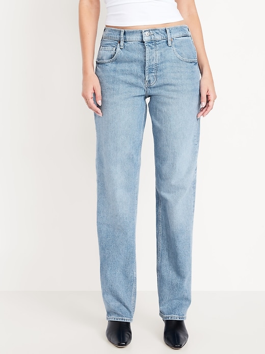 Image number 2 showing, Mid-Rise Slouchy Straight Jeans