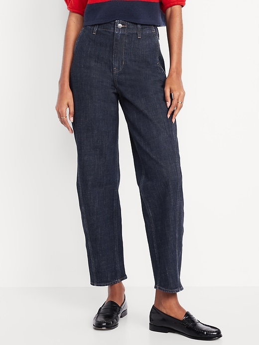 Image number 2 showing, High-Waisted Barrel Ankle Jeans