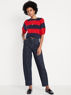 High-Waisted Barrel Ankle Jeans