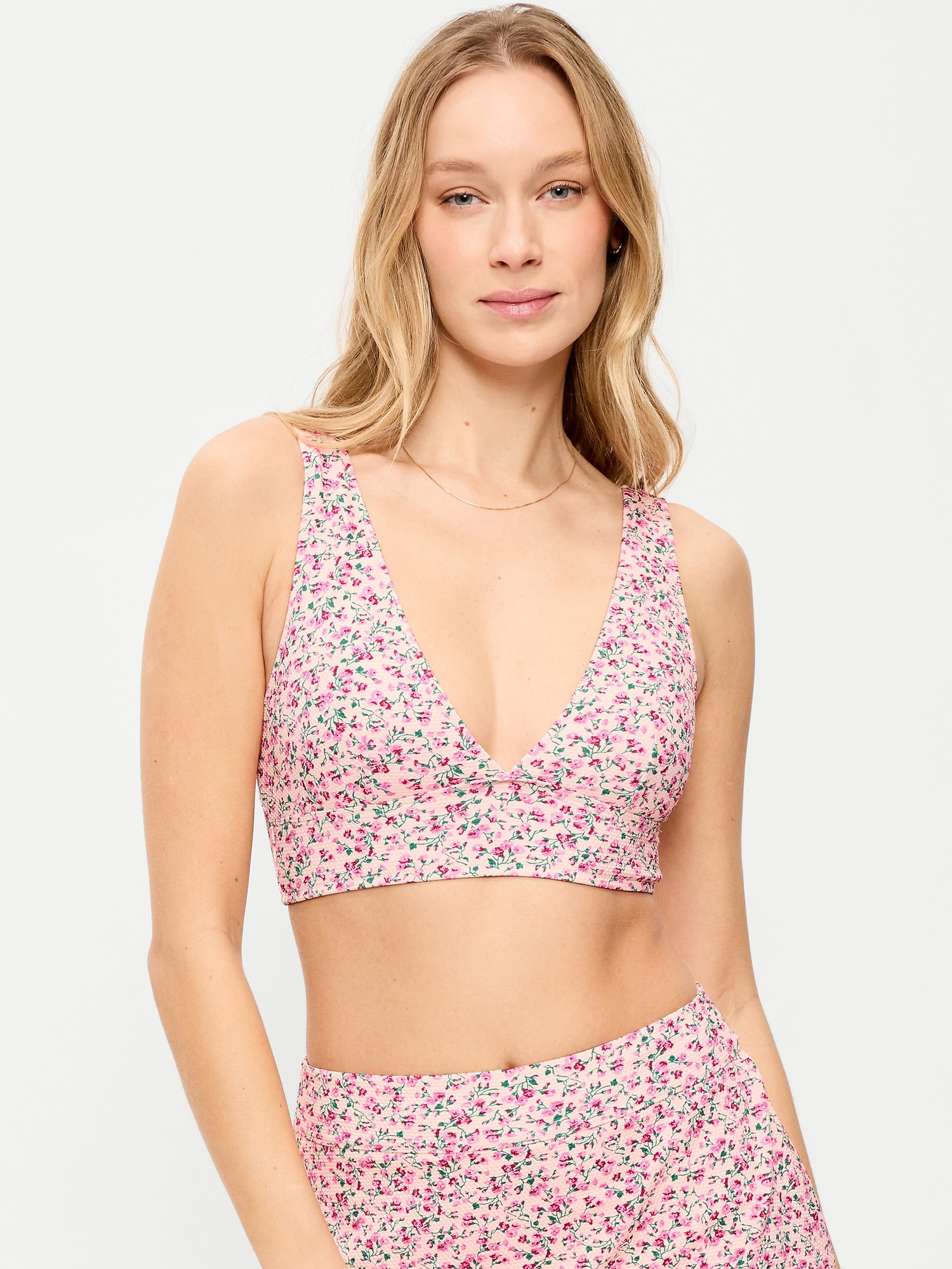V-Neck Longline Bikini Swim Top