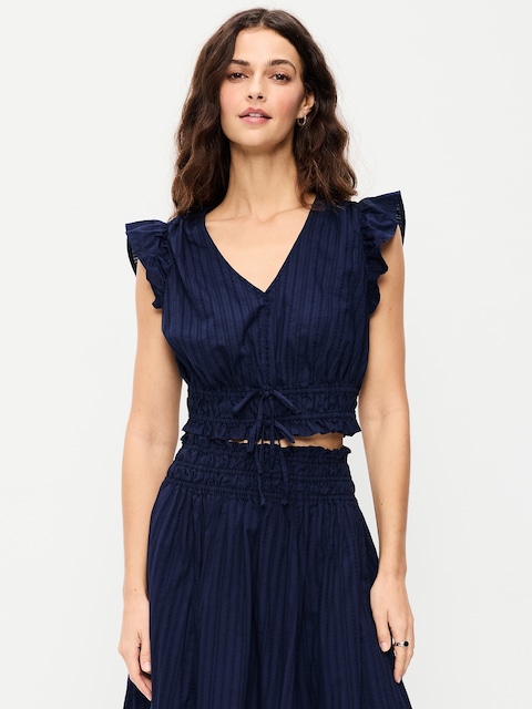 Flutter-Sleeve Poplin Top