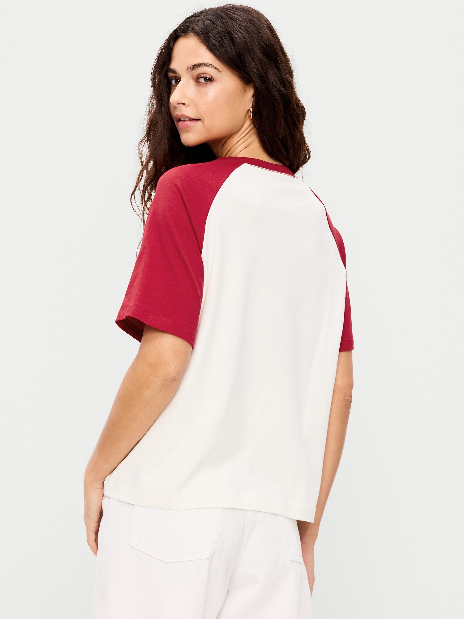Женская футболка Old Navy Vintage Crew-Neck Raglan, цвет: Annatto — фото 2