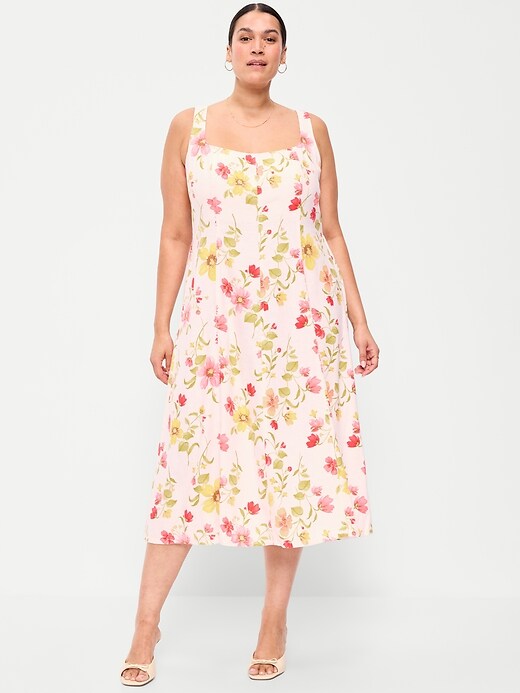 Image number 8 showing, Fit & Flare Sleeveless Linen-Blend Midi Dress