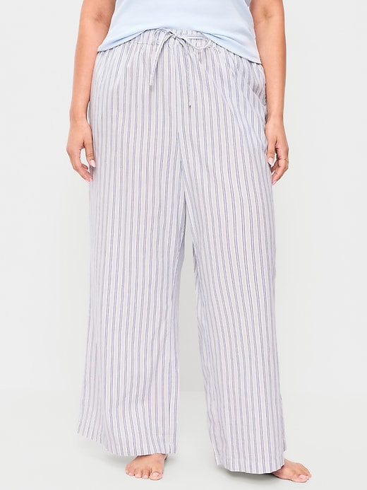 Image number 8 showing, Poplin Wide-Leg Pajama Pants
