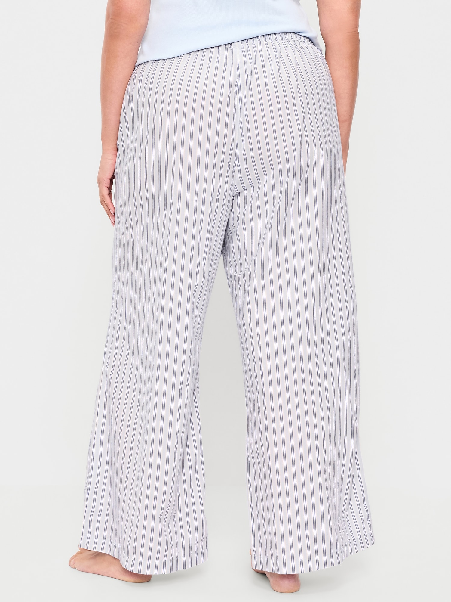 Poplin Wide-Leg Pajama Pants