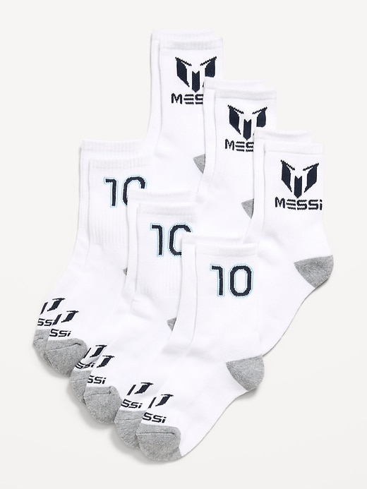 Image number 1 showing, Messi™ Gender-Neutral Crew Socks 6-Pack for Kids