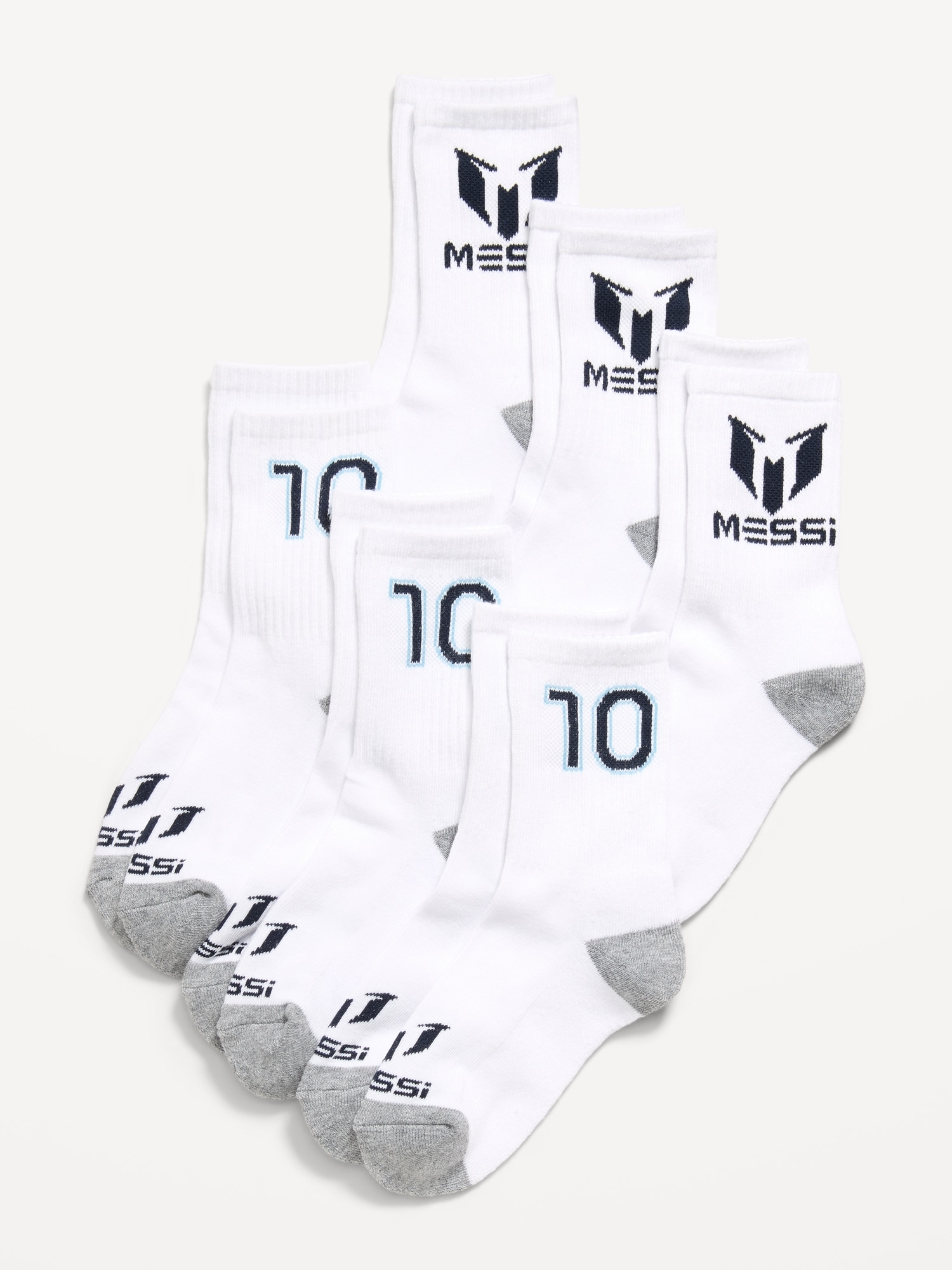 Image number 1 showing, Messi™ Gender-Neutral Crew Socks 6-Pack for Kids