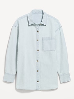 Oversized Boyfriend Button-Down Jean Shirt