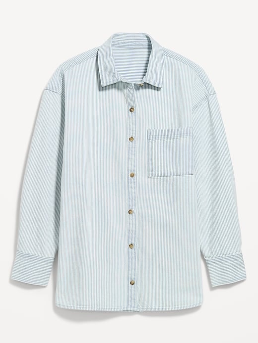 Image number 9 showing, Oversized Boyfriend Button-Down Jean Shirt