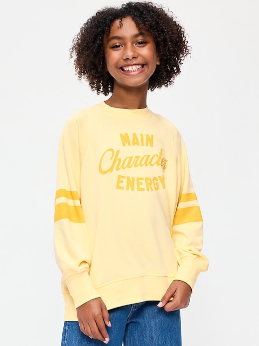 Image number 1 showing, Oversized Long-Sleeve Graphic Tunic Sweatshirt for Girls