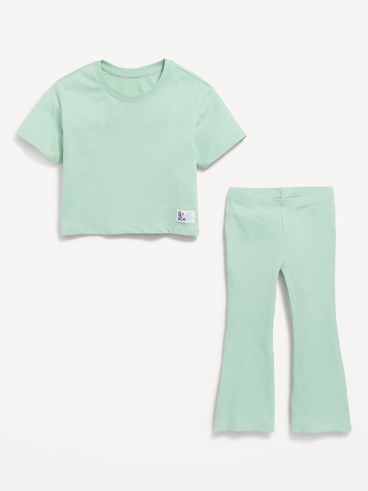 Image number 2 showing, Oversized Short-Sleeve T-Shirt and Flare Leggings Set for Toddler Girls