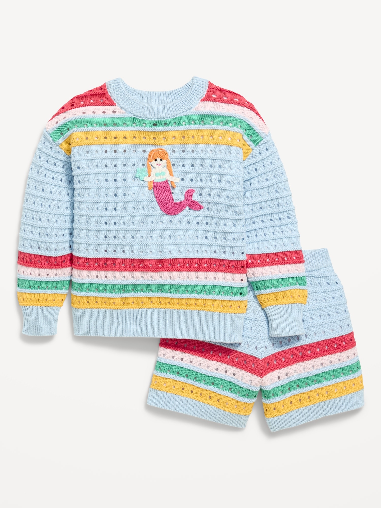 Boxy-Fit Sweater and Shorts Set for Toddler Girls