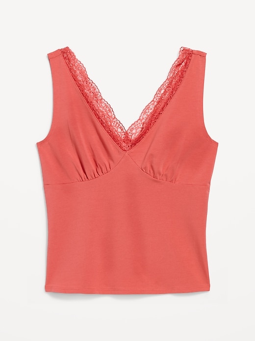 Image number 5 showing, Sleeveless Lace-Trim V-Neck Ribbed Top