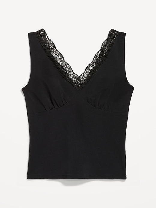 Image number 5 showing, Sleeveless Lace-Trim V-Neck Ribbed Top