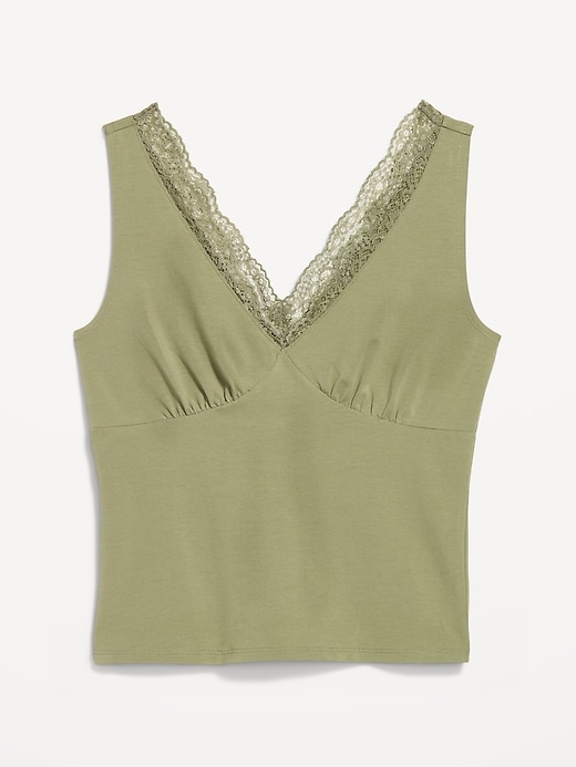 Image number 4 showing, Sleeveless Lace-Trim V-Neck Ribbed Top