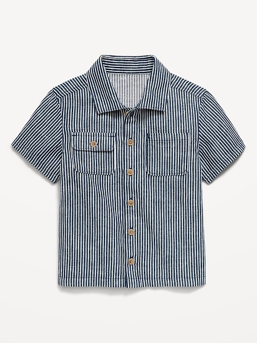 Image number 2 showing, Short-Sleeve Striped Utility Shirt for Toddler Boys