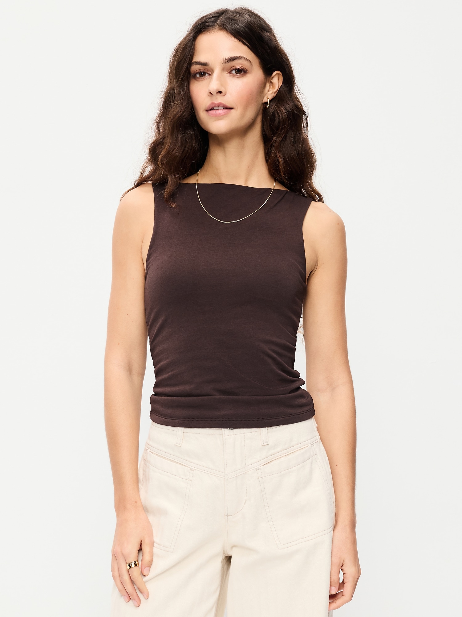 Hug Double-Layer Boat-Neck Top