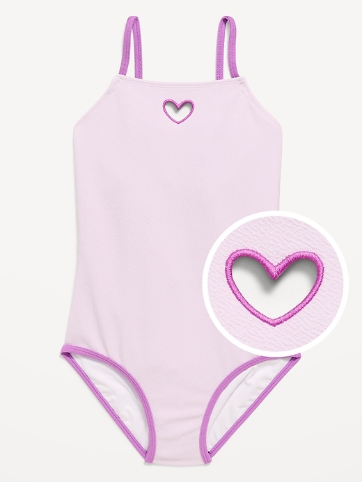 Image number 1 showing, Heart Cutout One-Piece Swimsuit for Girls