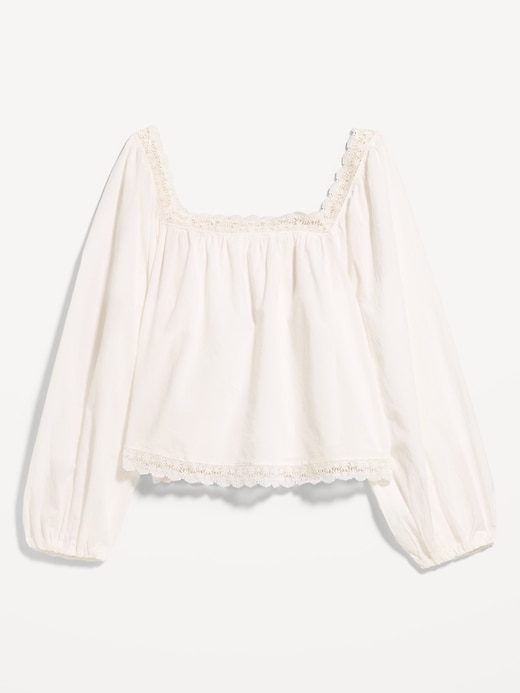 Image number 1 showing, Long-Sleeve Lace Trim Top