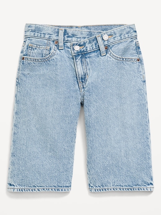 Image number 4 showing, Baggy Crossover Jean Shorts for Girls