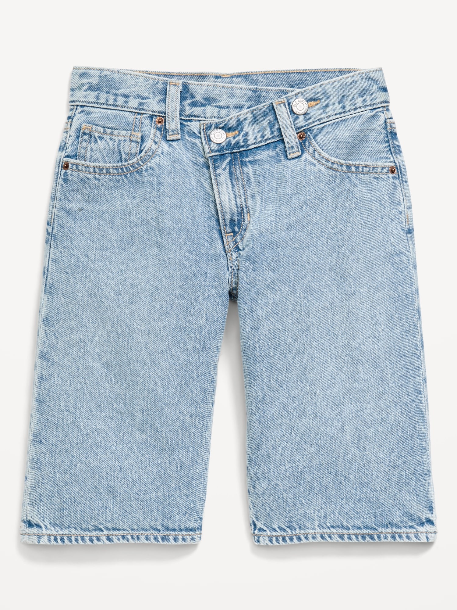 Baggy Crossover Jean Shorts for Girls