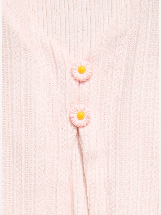Image number 4 showing, Pointelle-Knit V-Neck Cardigan for Girls