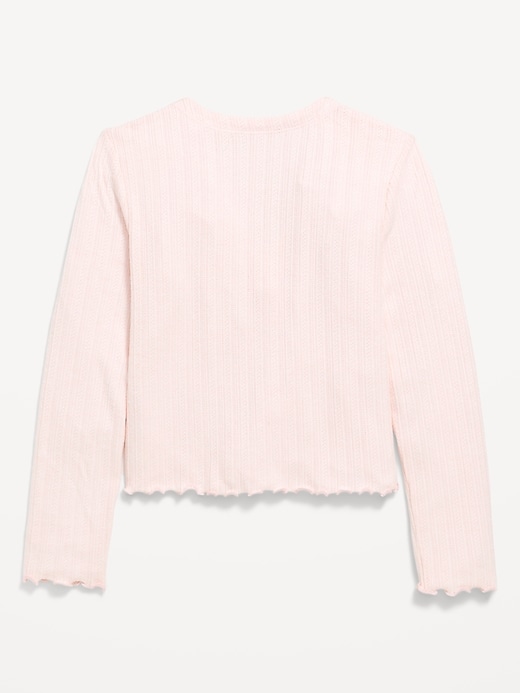 Image number 3 showing, Pointelle-Knit V-Neck Cardigan for Girls