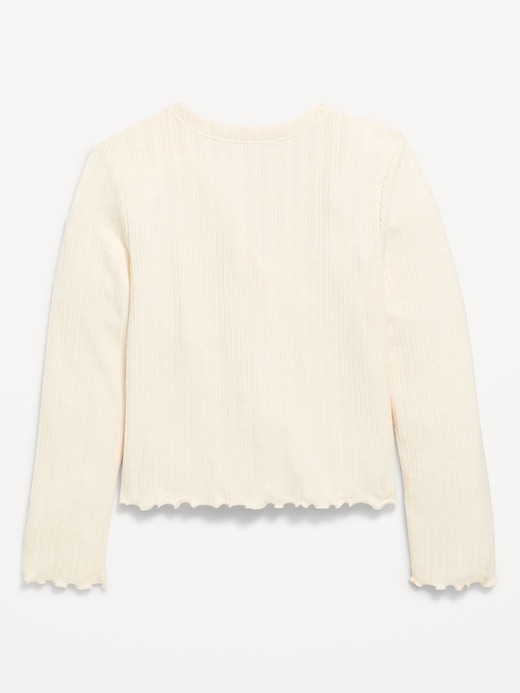Image number 3 showing, Pointelle-Knit V-Neck Cardigan for Girls