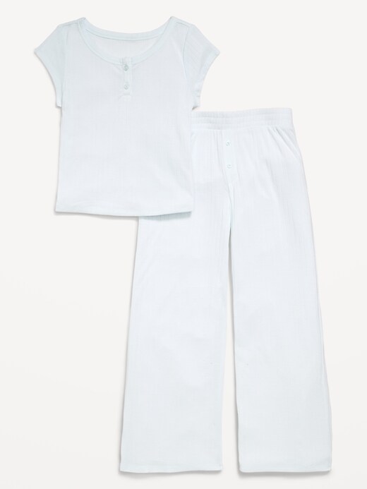 Image number 1 showing, Ribbed Henley Pajama T-Shirt and Pants Set for Girls